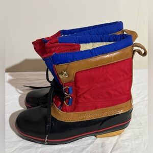 vintage lands end red blue duck boots gorpcore outdoor travel hiking size 9